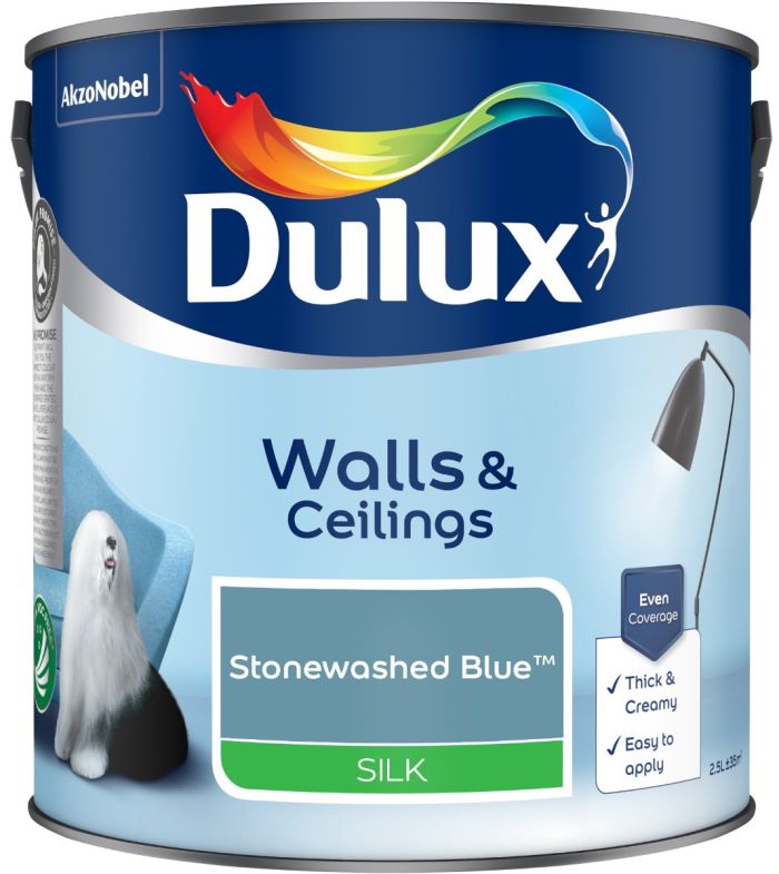 Dulux Silk Emulsion Paint Stonewashed Blue 2.5L tin