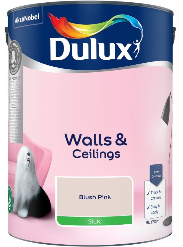Dulux Blush Pink 5L Silk Emulsion Paint tin
