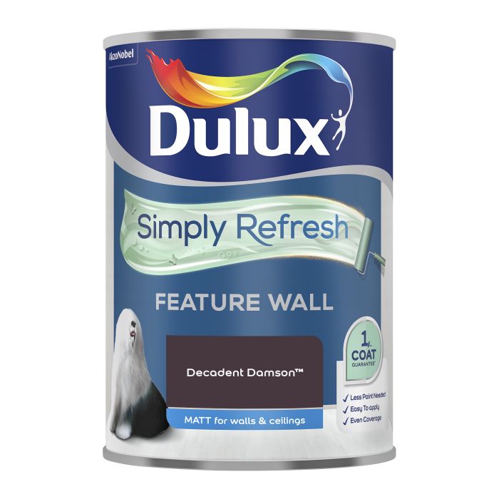 Dulux Simply Refresh Feature Wall Matt Paint in Decadent Damson, 1.25L