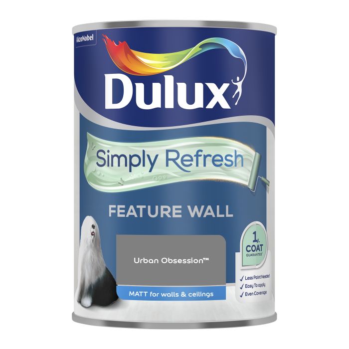 Dulux Simply Refresh Feature Wall Matt Paint in Urban Obsession, 1.25L matt emulsion tin