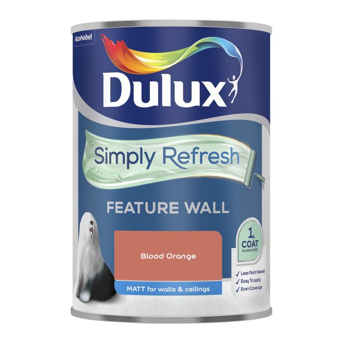 Dulux Simply Refresh Feature Wall Matt Paint in Blood Orange, 1.25L