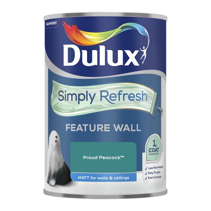 Dulux Simply Refresh Feature Wall Matt Paint in Proud Peacock, 1.25L