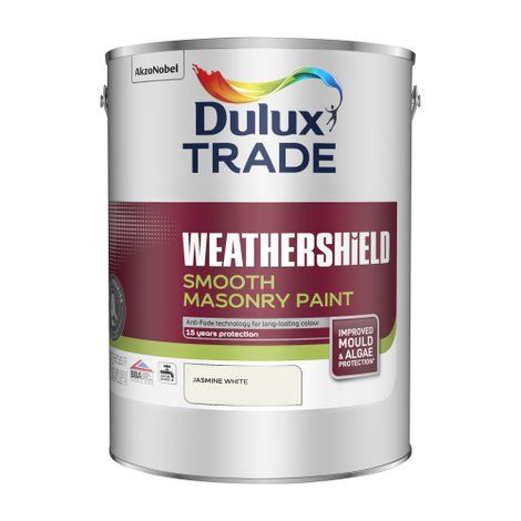 Dulux Trade Weathershield Smooth Masonry Paint, 5L in Jasmine