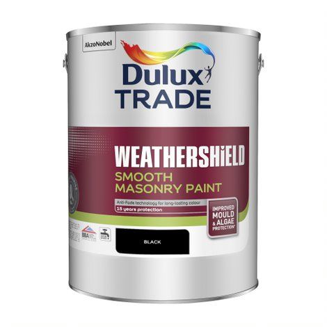 Dulux Trade Weathershield Smooth Masonry - Black - 5L exterior wall paint