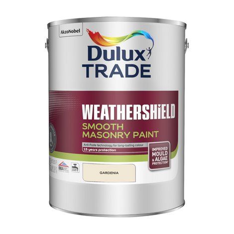 Dulux Trade Weathershield Smooth Masonry Paint - Gardenia - 5L