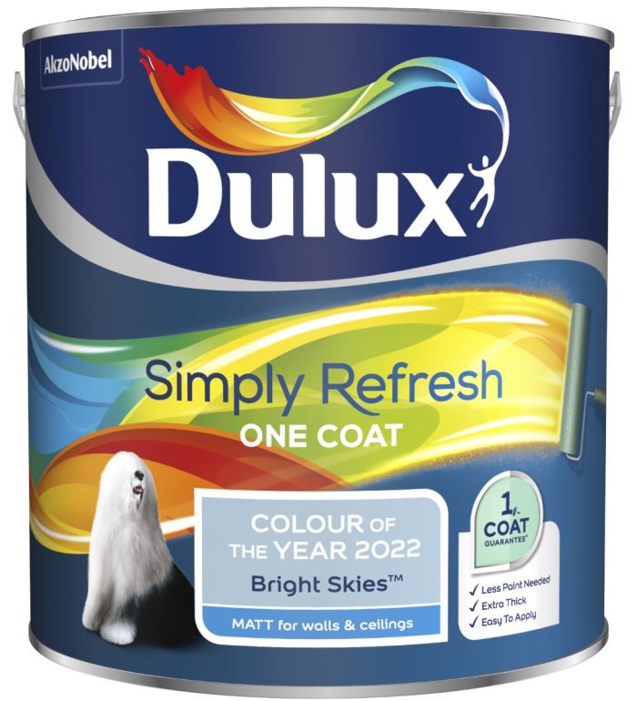 Dulux Simply Refresh One Coat Matt Emulsion Paint in Bright Skies, 2.5L