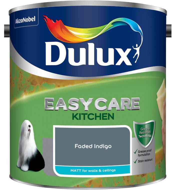 Dulux Easycare Kitchen Matt Emulsion Paint in Faded Indigo, 2.5L
