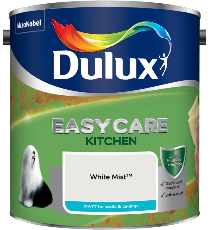 Dulux Easycare Kitchen Matt Emulsion Paint in White Mist, 2.5L