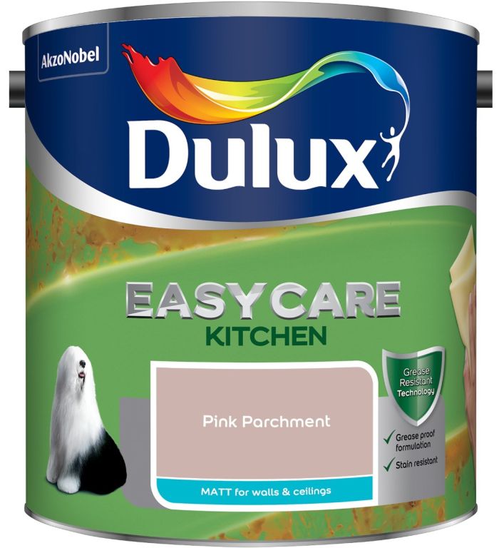 Dulux Easycare Kitchen Matt Emulsion Paint Pink Parchment 2.5L grease resistant washable