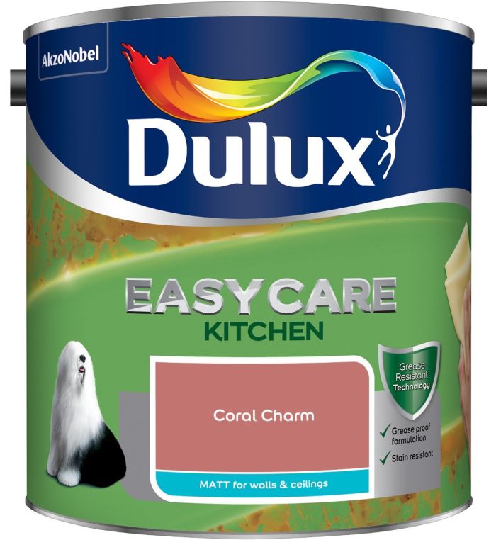 Dulux Easycare Kitchen Matt Emulsion Paint in Coral Charm, 2.5L