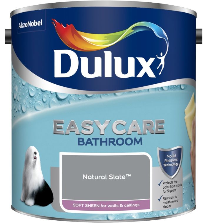 Dulux Easycare Bathroom Soft Sheen Paint Natural Slate 2.5L tin