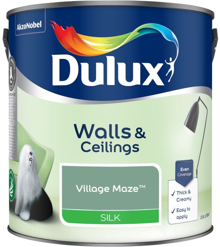 Dulux Silk Emulsion Paint - Village Maze - 2.5L smooth silk finish interior paint