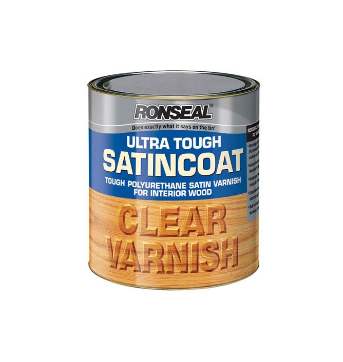 Ronseal Ultra Tough Satincoat Varnish Clear 250ml tin in satin finish