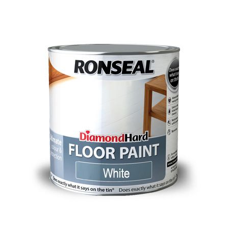 Ronseal Diamond Hard Floor Paint, White, 2.5L tin with satin finish