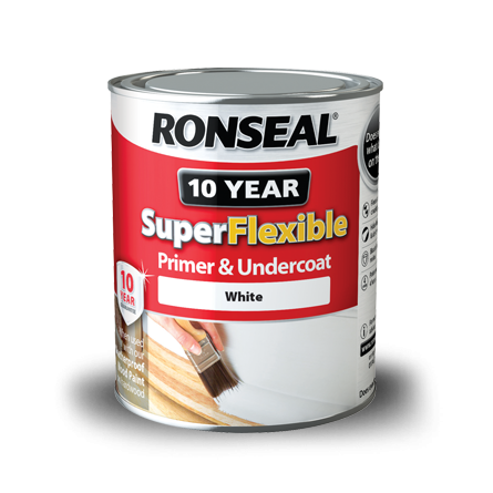 Ronseal SuperFlexible Wood Primer and Undercoat, White, 750ml