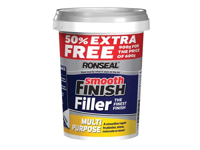 Ronseal Smooth Finish Multi Purpose Ready Mixed Wall Filler, 600g plus 50 percent free tub