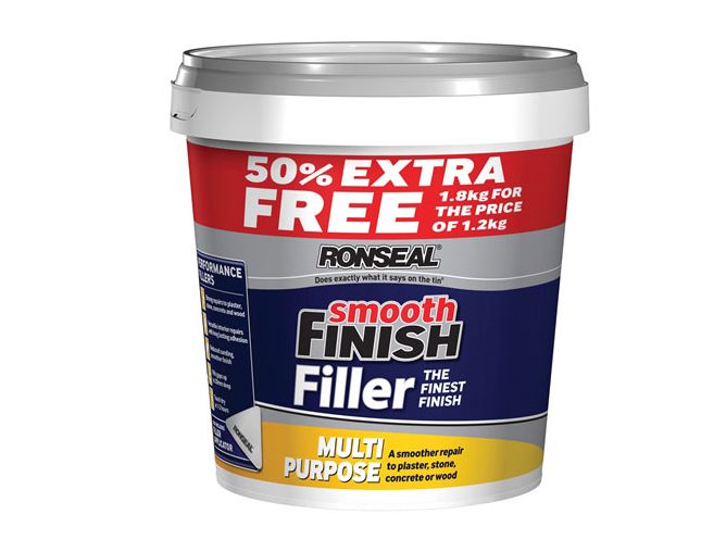 Ronseal Multi Purpose Smooth Finish Filler 1.2kg plus 50 percent extra free white