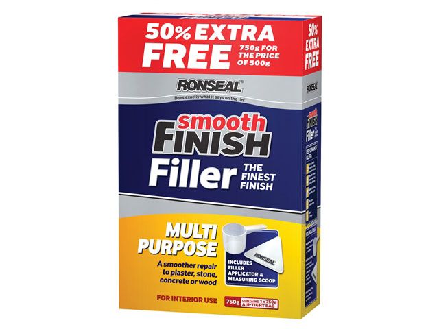 Ronseal Smooth Finish Multi Purpose Interior Wall Powder Filler 500g plus 50 percent Free in white