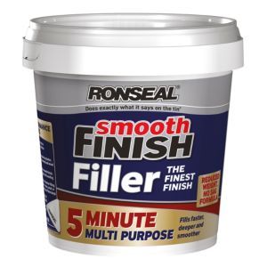 Ronseal 5 Minute Multi Purpose Smooth Finish Filler Tub, 600ml in white