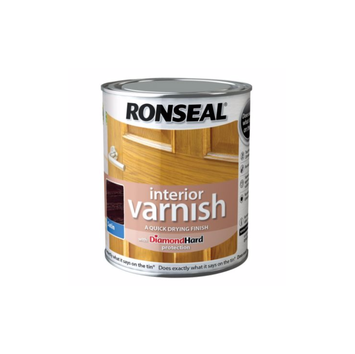 Ronseal Diamond Hard Interior Varnish, Walnut Satin, 250ml tin