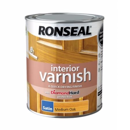 Ronseal Interior Diamond Hard Varnish 750ml in satin medium oak