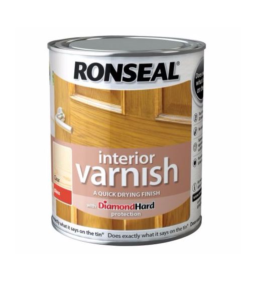 Ronseal Interior Diamond Hard Varnish 750ml clear gloss tin