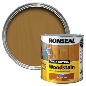 Ronseal 2.5L Natural Oak Satin Quick Drying Woodstain tin