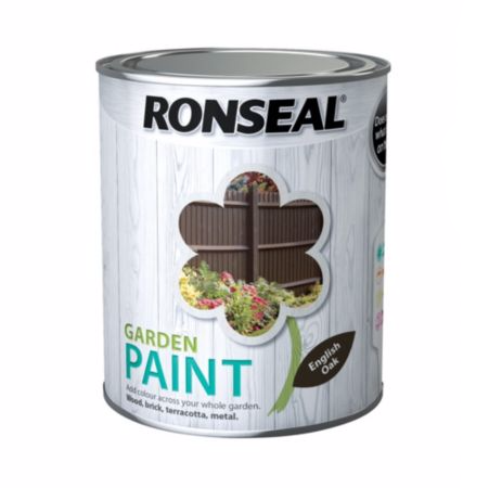 Ronseal Garden Paint English Oak 750ml water-based exterior paint