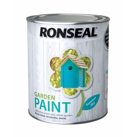 Ronseal Garden Paint Summer Sky 750ml water-based paint tin