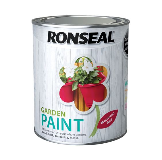Ronseal Garden Paint Moroccan Red 750ml water-based paint tin