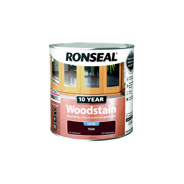 Ronseal 10 Year Woodstain 250ml in Teak Satin