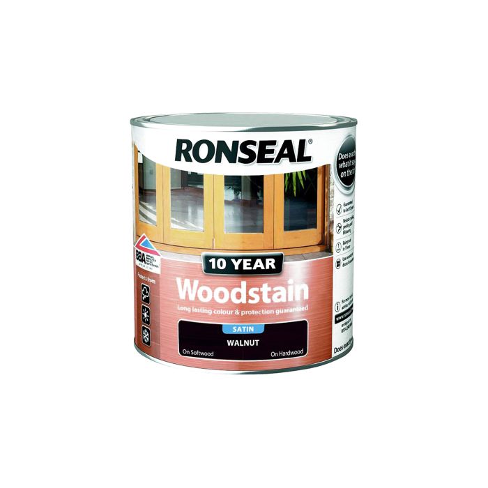 Ronseal 10 Year Woodstain 250ml tin in Walnut Satin