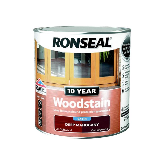 Ronseal 10 Year Woodstain 750ml Deep Mahogany Satin