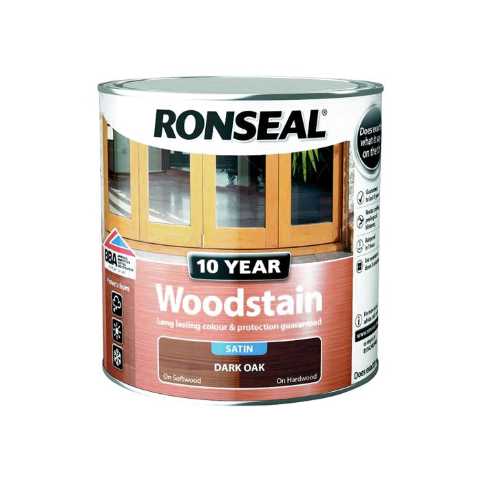 Ronseal 10 Year Woodstain Dark Oak Satin 750ml tin