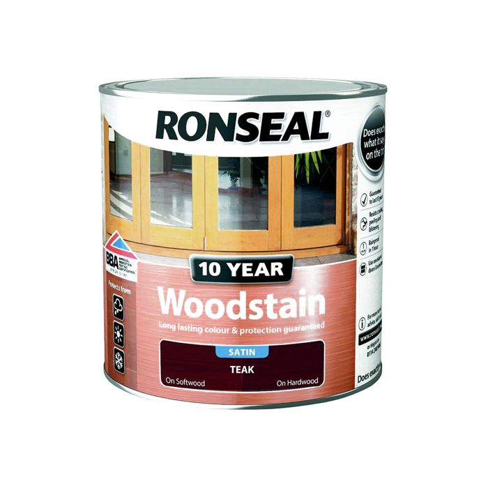 Ronseal 10 Year Woodstain 750ml in Teak Satin