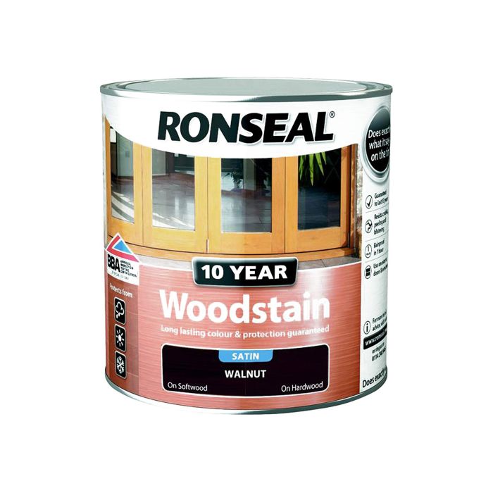 Ronseal 10 Year Woodstain 750ml Walnut Satin