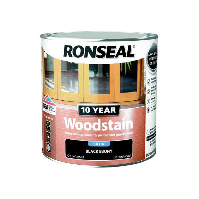 Ronseal 10 Year Woodstain 750ml in satin ebony