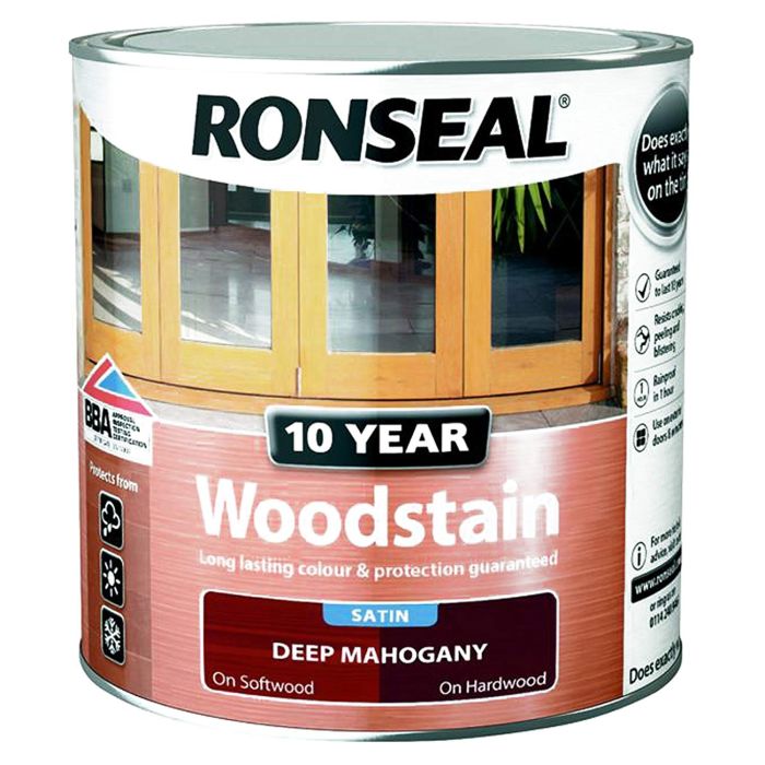 Ronseal 10 Year Woodstain 2.5L tin in Deep Mahogany Satin
