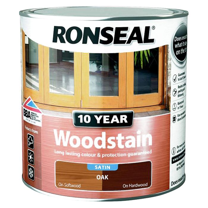 Ronseal 10 Year Woodstain, Oak Satin, 2.5L