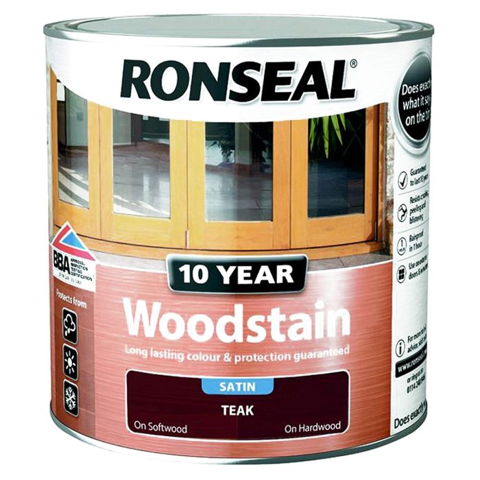 Ronseal 10 Year Woodstain Teak Satin 2.5L tin