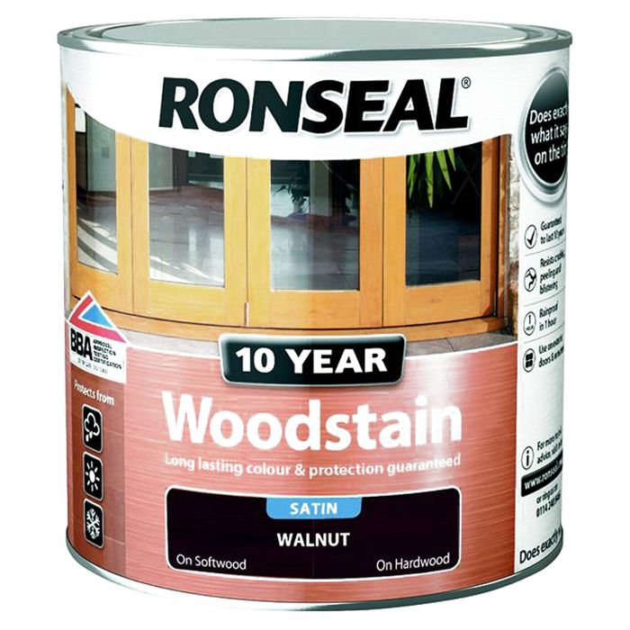 Ronseal 10 Year Woodstain 2.5L in Walnut Satin