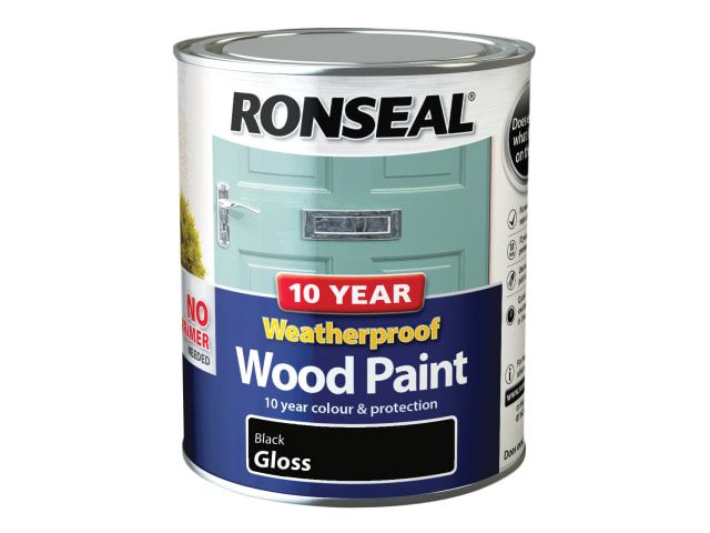 Ronseal 10 Year Weatherproof Paint - Black (Gloss) 750ml