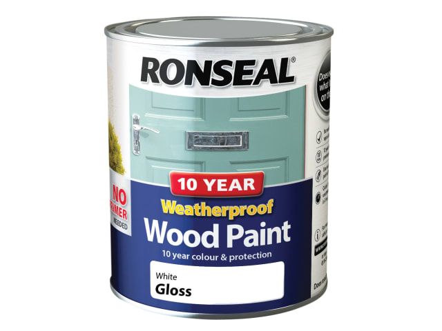 Ronseal 10 Year Weatherproof Paint - White Gloss 750ml