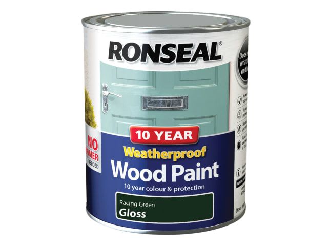 Ronseal 10 Year Weatherproof Paint Racing Green Gloss 750ml tin