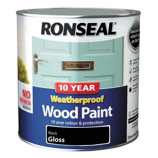 Ronseal 10 Year Weatherproof Paint 2.5L in Black Gloss