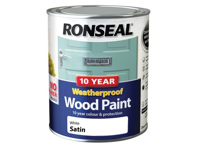 Ronseal 10 Year Weatherproof Paint - White Satin 750ml