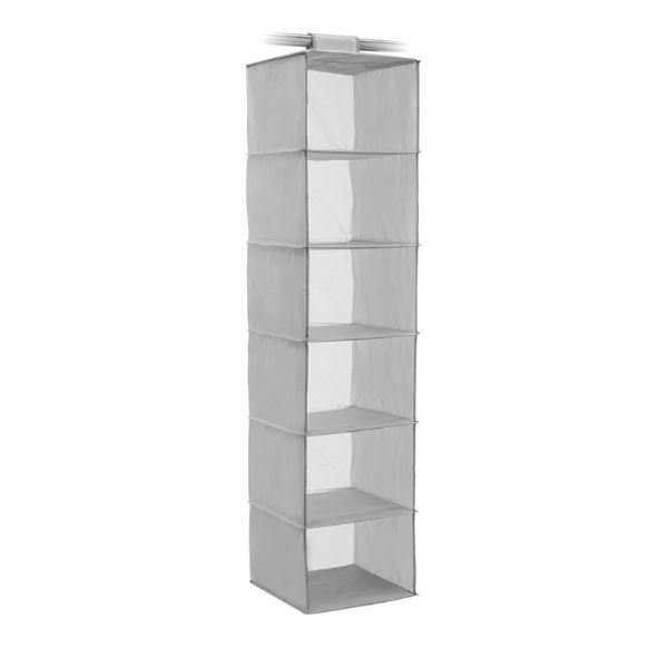 Addis Hanging Clothes Organiser in grey with 6 pockets