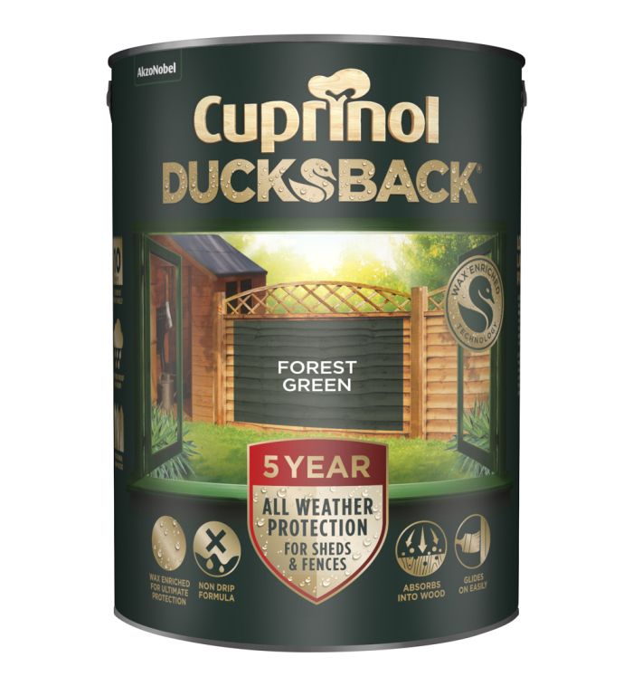 Cuprinol 5 Year DucksBack Forest Green 5L exterior paint tub