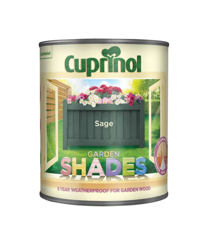 Cuprinol Garden Shades Sage 1L wood care paint with a matt finish