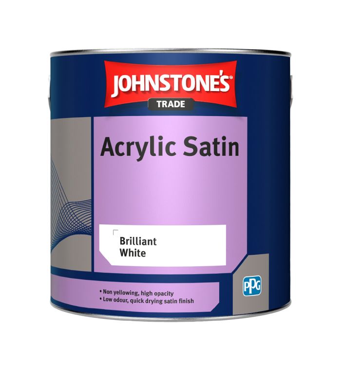 Johnstone's Acrylic Satin Brilliant White 1L wood and metal paint